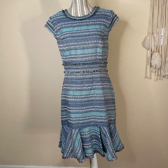 Nanette Lepore Dresses & Skirts - Nanette Lepore Tweed Mermaid Tail Short Sleeve Casual Dress Blue Size 12